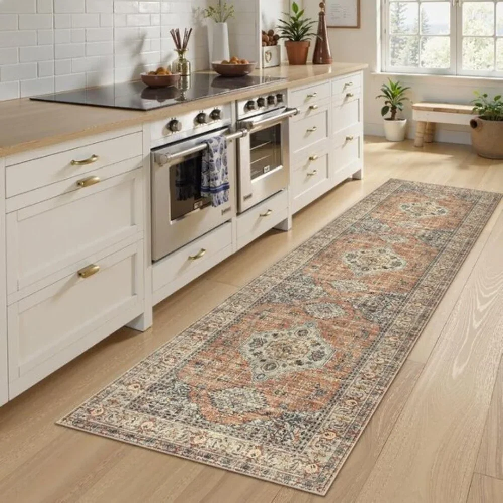 New Oriental Non-Slip Washable 2x8 Runner Rug, Soft Vintage Carpet for Hallway